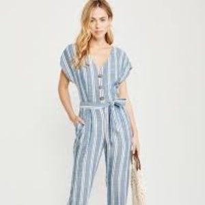 Abercrombie Kaftan Jumpsuit - Light Blue Stripe